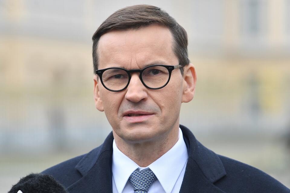 Premier RP Mateusz Morawiecki podczas konferencji prasowej w Berlinie / autor: PAP/Radek Pietruszka