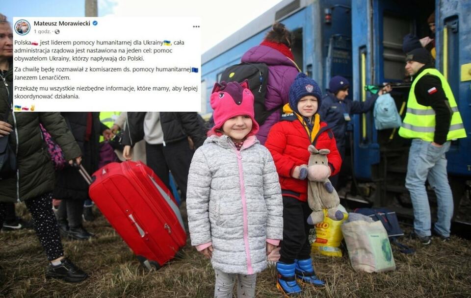 Premier: Polska jest liderem pomocy humanitarnej dla Ukrainy / autor: PAP/Łukasz Gągulski; Facebook/Mateusz Morawiecki (screenshot)