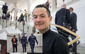 Poseł Marcin Józefaciuk i interwencja przed Telewizja wPolsce24  / autor: Fratria
