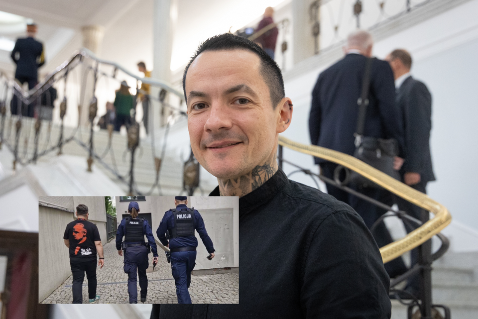 Poseł Marcin Józefaciuk i interwencja przed Telewizja wPolsce24  / autor: Fratria
