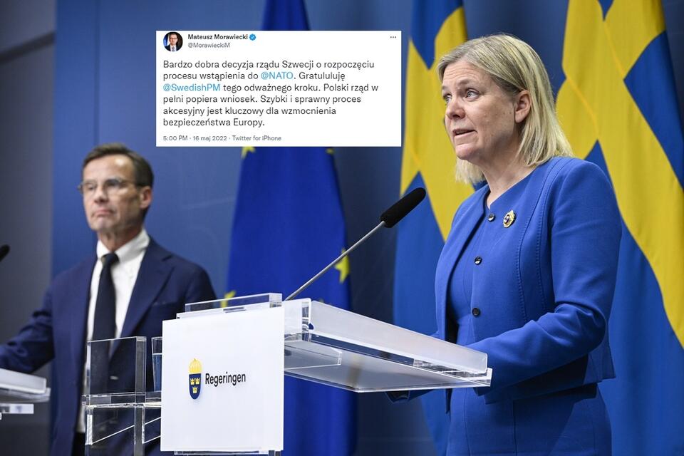 Szwedzki rząd zdecydował się poinformować NATO, że chce dołączyć do Sojuszu / autor: PAP/EPA/HENRIK MONTGOMERY; Twitter/Mateusz Morawiecki