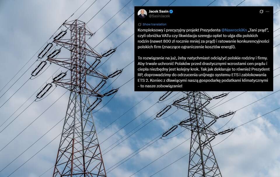 Jacek Sasin o projekcie ws. cen prądu: To rozwiązanie na już