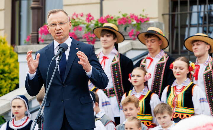 Prezydent Andrzej Duda na spotkaniu z mieszkańcami Grodziska Wielkopolskiego / autor: Marek Zakrzewski/PAP