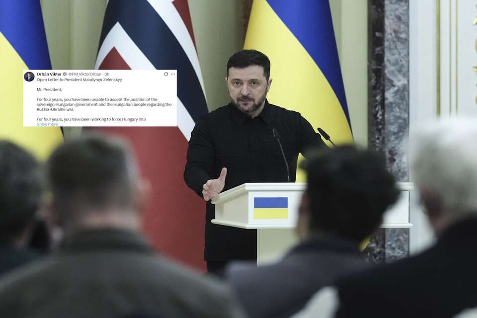 Zaostrza się spór na linii Budapeszt-Kijów. Orban wzywa Zełenskiego do "zmiany antywęgierskiej polityki". "Więcej szacunku dla Węgier!". Na zdjęciu Wołodymy Zełenski oraz wpis Viktora Orbana (screen z X) / autor: PAP/EPA/X-Orbán Viktor (screen)