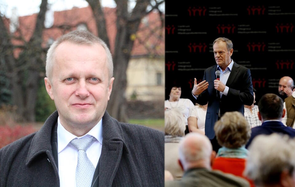 prof. Mieczysław Ryba; lider PO Donald Tusk w Chorzowie / autor: Fratria; PAP/Zbigniew Meissner