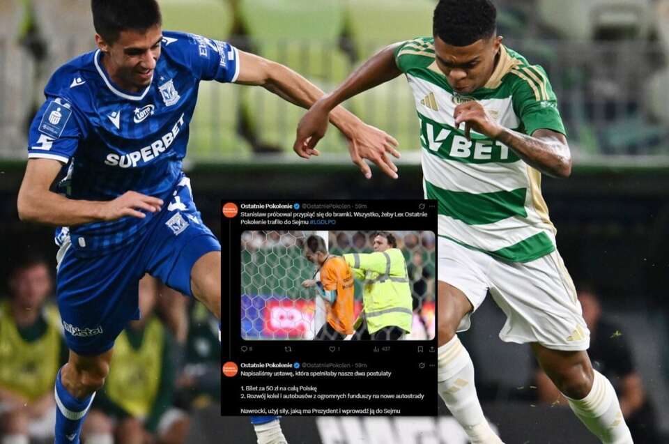 "Ostatnie Pokolenie" zakłóciło mecz Ekstraklasy / autor: PAP-Marcin Gadomski/X-Ostatnie Pokolenie, screen