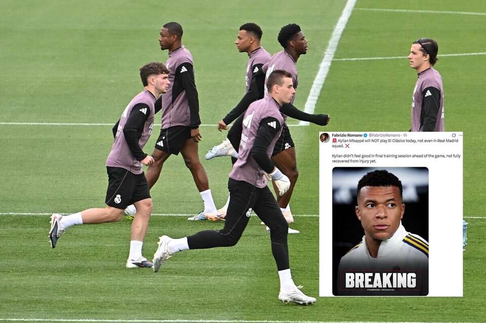 Piłkarze Realu Madryt trenują przed El Classico z FC Braceloną oraz wpis Fabrizio Romano (screen z X) / autor: PAP/EPA/X-Fabrizio Romano (screen)