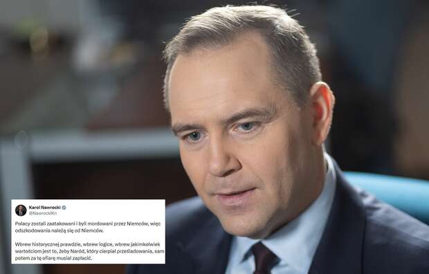 Prezydent Karol Nawrocki komentuje w sieci słowa Donalda Tuska wypowiedziane w Berlinie / autor: Fratria, X/Karol Nawrocki