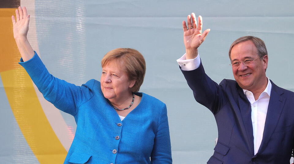Angela Merkel i kandydat CDU na kanclerza Armin Laschet  / autor: Fot. PAP