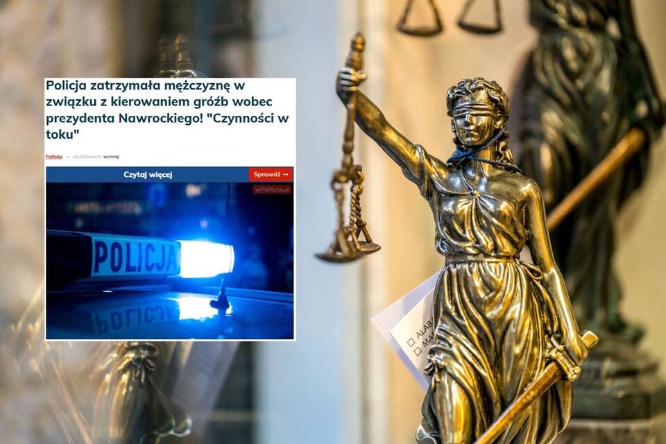 Figurka Temidy/Artykuł wPolityce (screen) / autor: Fratria/wPolityce