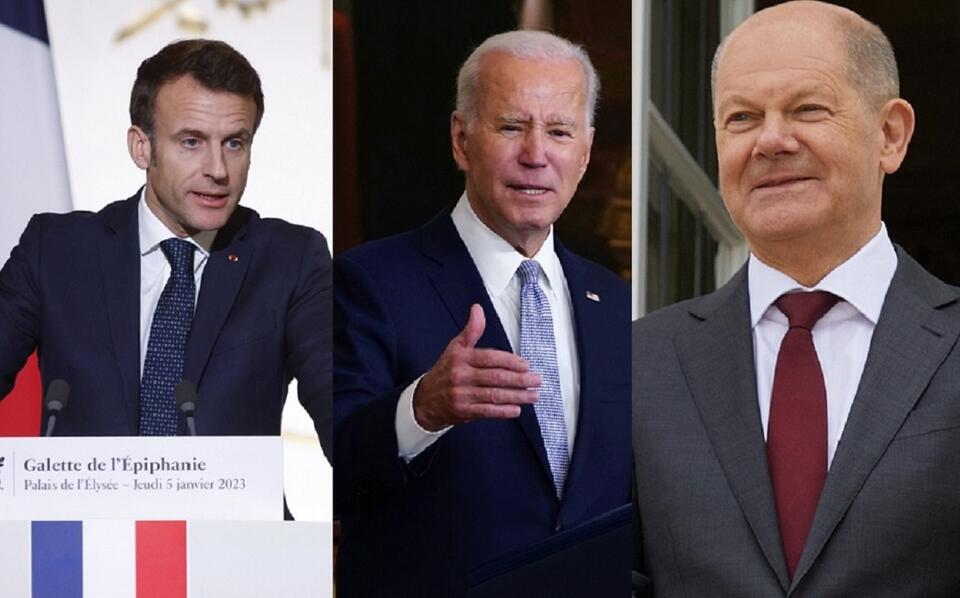 Emmanuel Macron/Joe Biden/Olaf Scholz / autor: PAP/EPA/YOAN VALAT / POOL,PAP/EPA/WILL OLIVER, FinnishGovernment, CC BY 2.0 <https://creativecommons.org/licenses/by/2.0>, via Wikimedia Commons