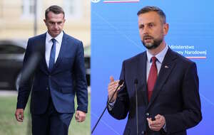 Rzecznik rządu Adam Szłapka (KO) i wicepremier, szef MON, prezes PSL Władysław Kosiniak-Kamysz / autor: PAP/Leszek Szymański/Paweł Supernak