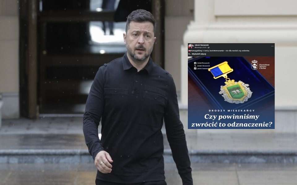 Wołodymyr Zełenski oraz wpis Jakuba Banaszka z Facebooka / autor: PAP/EPA/Fb-Jakub Banaszek