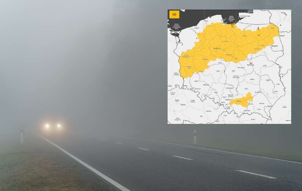 Zamglona droga; Mapa IMGW / autor: Fratria/IMGW