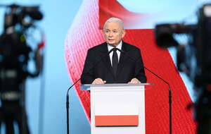 Prezes PiS Jarosław Kaczyński na konferencji prasowej w siedzibie partii w Warszawie / autor: PAP/Szymon Pulcyn