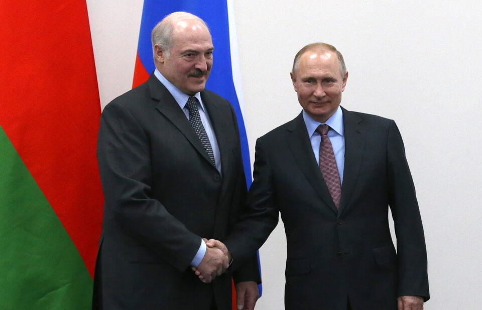 Aleksandr Łukaszenko, Władimir Putin  / autor: screenshot TT @KremlinRussia_E