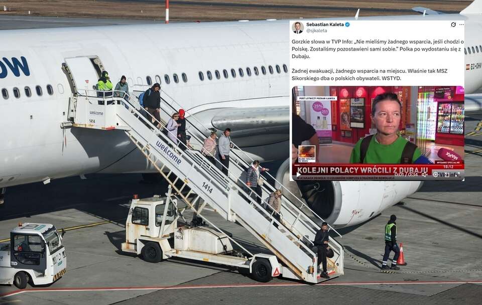 Samolot z Polakami wracającymi z Dubaju / autor: PAP/Jakub Kaczmarczyk/X