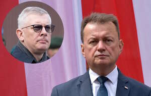 Szef klubu PiS i b. szef MON p. Mariusz Błaszczak o dymisji prof. Sławomira Cenckiewicz. / autor: Fratria