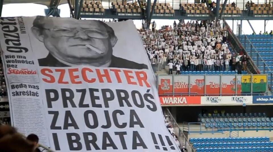 Sektorówka rozwinięta przez kibiców Legii na stadionie Lecha w Poznaniu w 2011 r. Fot. YouTube
