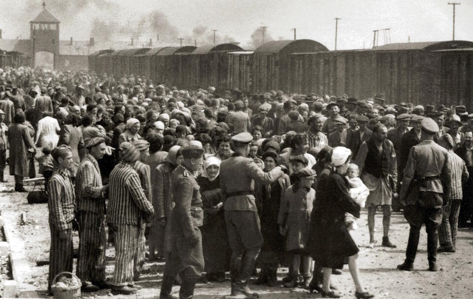 Auschwitz-Birkenau  / autor: wikimedia.commons:  Auschwitz Album, Yad Vashem/https://commons.wikimedia.org/wiki/File:Selection_on_the_ramp_at_Auschwitz-Birkenau,_1944_(Auschwitz_Album)_1a.jpg?uselang=en#Licensing