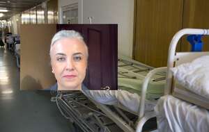 w grafice kadr - Katarzyna Sójka (PiS), w tle zdjęcie ilustracyjne - łóżka szpitale / autor: Telewizja wPolsce24/Fratria