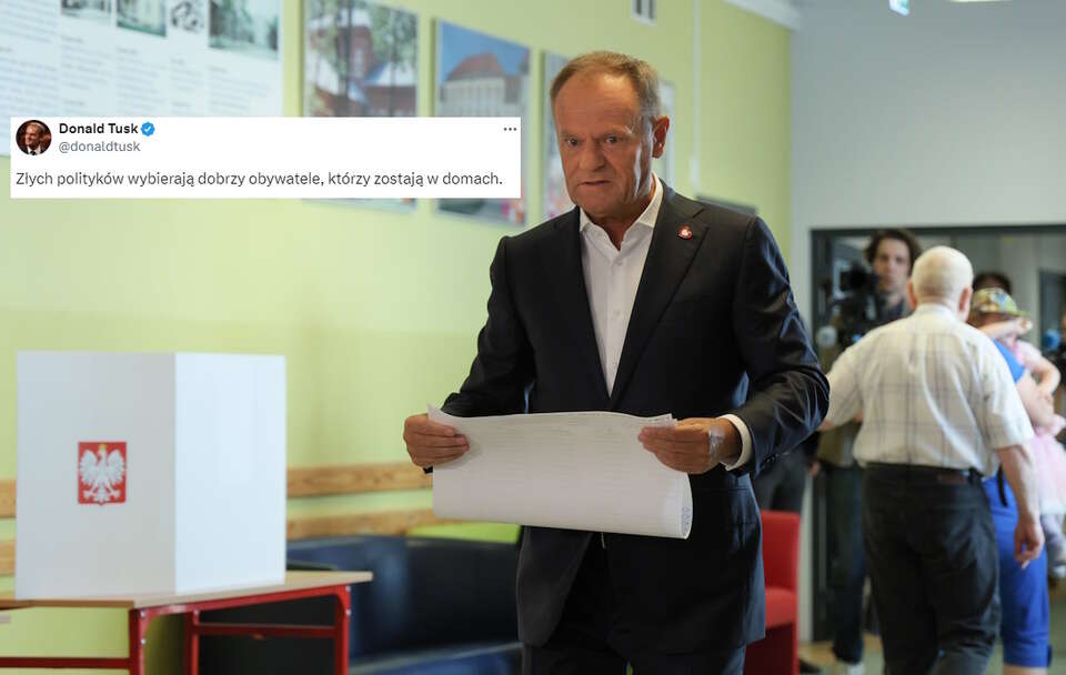 Donald Tusk w czasie głosowania / autor: PAP/Paweł Supernak