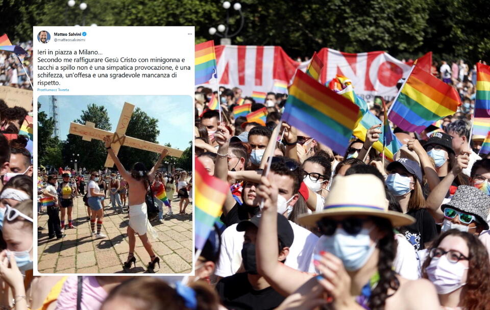 Prowokacja na paradzie LGBT w Mediolanie. Salvini reaguje / autor: PAP/EPA