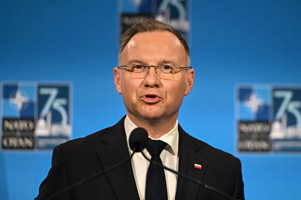 Prezydent RP Andrzej Duda na konferencji prasowej, 12 bm. po zakończenie szczytu NATO w Waszyngtonie / autor: PAP/Radek Pietruszka