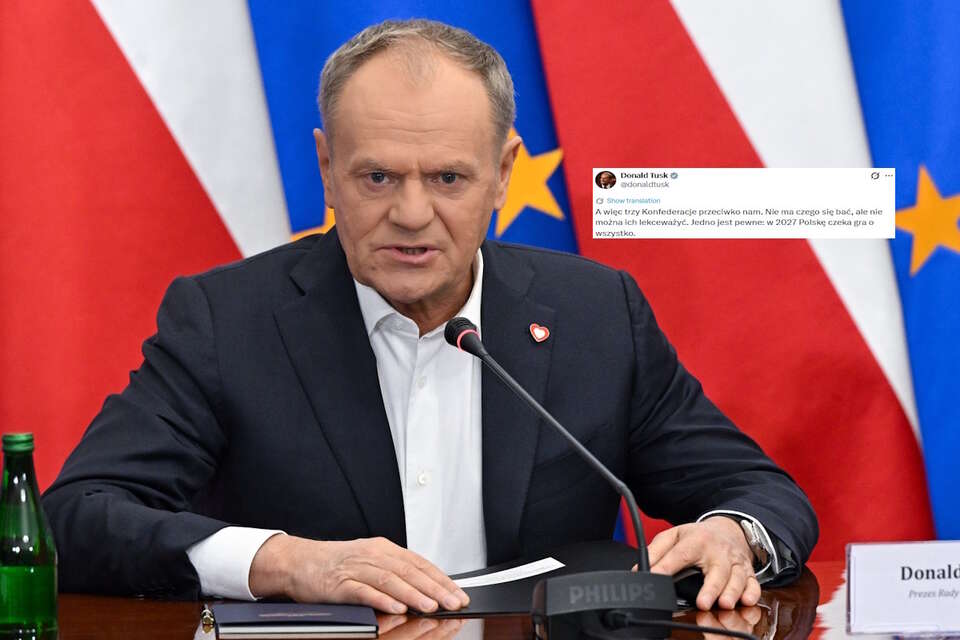 Na zdjęciu Donald Tusk oraz jego wpis z portalu X (screen) / autor: PAP/Radek Pietruszka/X-Donald Tusk (screen)