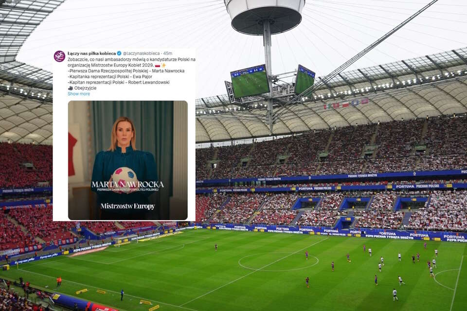 Stadion Narodowy/Wpis Łączy nas piłka kobieca (screen z X) / autor: Fratria/X-Łączy nas piłka kobieca (screen)