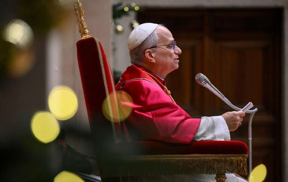 Leon XIV przemawiający do Korpusu Dyplomatycznego / autor: Vatican Media 