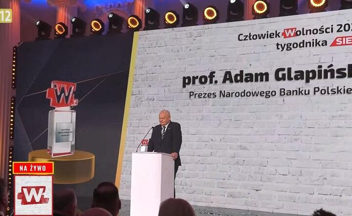 Prof. Adam Glapiński Człowiekiem Wolności 2023 tygodnika "Sieci" / autor: wPolsce.pl / Fratria