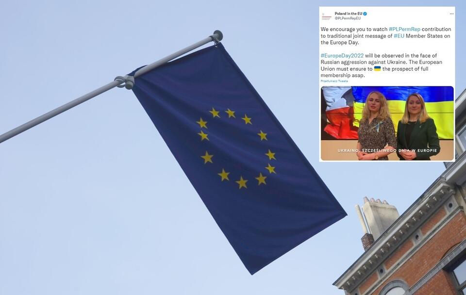 Flaga UE/ screen Twitter / autor: Fratria; Twitter/Poland in the EU (screenshot)