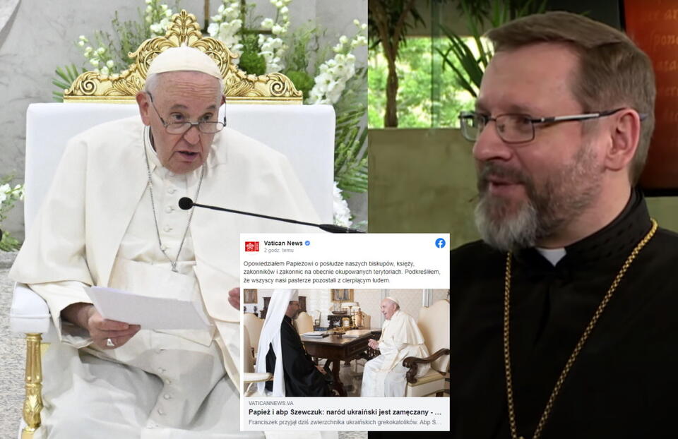 Papież Franciszek, Światosław Szewczuk  / autor: PAP/EPA/screenshot YouTube EWTN