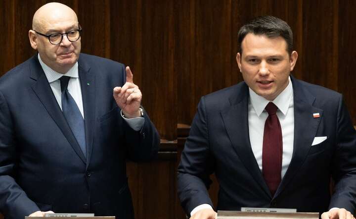 Wicemarszałek Sejmu Piotr Zgorzelski (PSL) i lider Konfederacji Sławomir Mentzen / autor: Fratria / Andrzej Wiktor x 2
