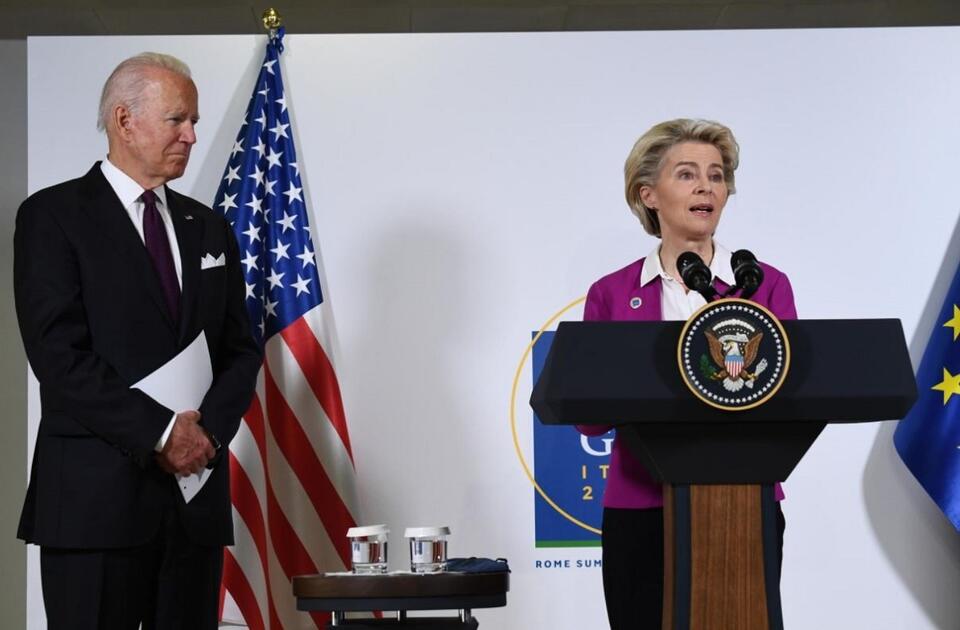 Prezydent USA Joe Biden i przewodnicząca KE Ursula von der Leyen (31.10.2021) / autor: Twitter/@vonderleyen