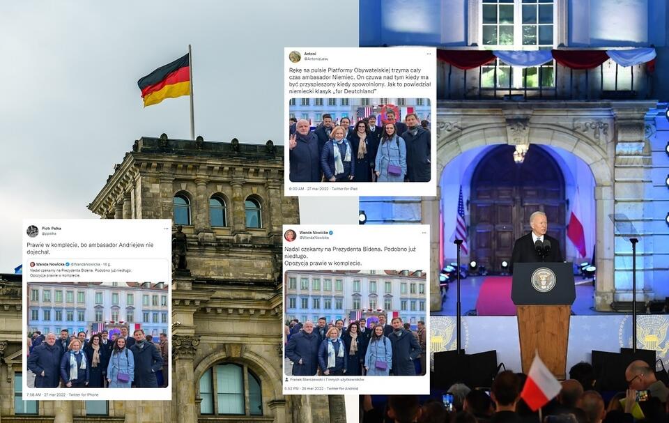 Flaga Niemiec/Joe Biden w Warszawie / autor: Fratria/PAP/Radek Pietruszka
