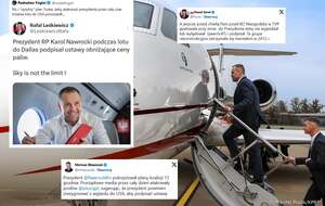 Prezydent RP Karol Nawrocki przed wylotem do Dallas w USA / autor: Mikołaj Bujak/KPRP, X/Radosław Fogiel/Mariusz Błaszczak/Paweł Szrot