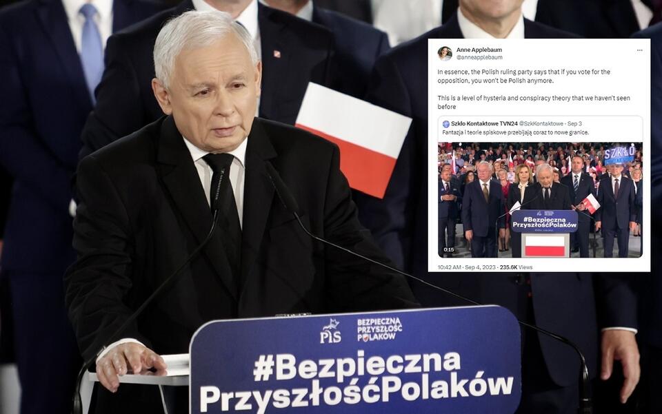 Wicepremier Jarosław Kaczyński w Kielcach / autor: PAP/Adam Kumorowicz/Twitter: @anneapplebaum