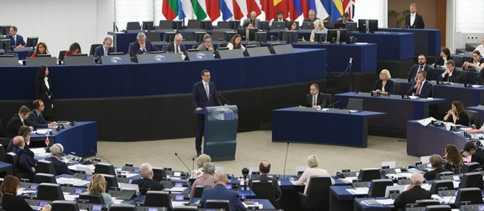 Premier Mateusz Morawiecki podczas wystąpienia w PE / autor: Krystian Maj / KPRM