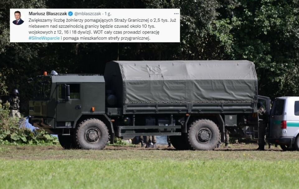 Szef MON zapowiada zwiększenie liczby wojska na granicy! / autor: Fratria; Twitter/Mariusz Błaszczak 