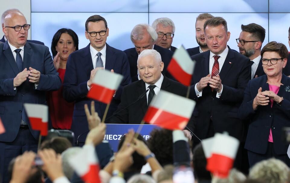 Jarosław Kaczyński podczas wieczoru wyborczego / autor: PAP/Paweł Supernak