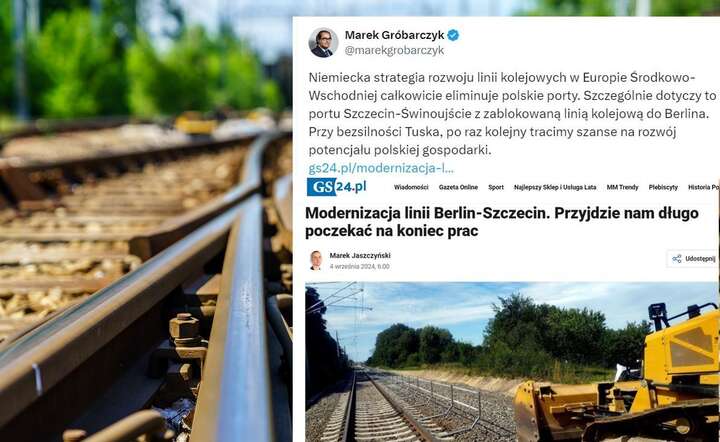 "Głos Szczeciński" informuje o opóźnieniu w modernizacji strategicznej magistrali / autor: Fratria / Screen - gs24.pl / X @marekgrobarczyk