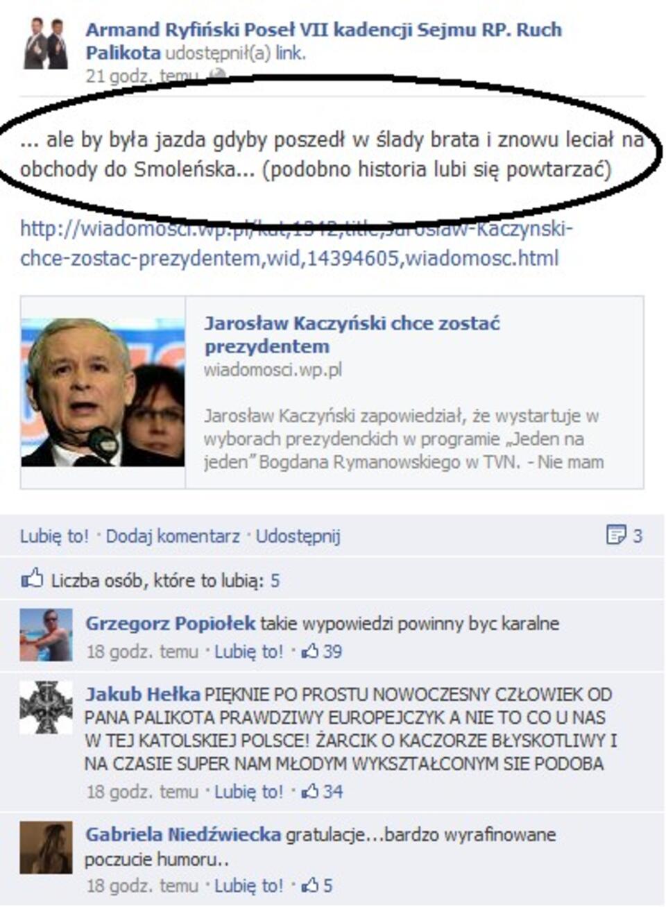 Fot. wPolityce.pl / profil Ryfińskiego na Facebooku