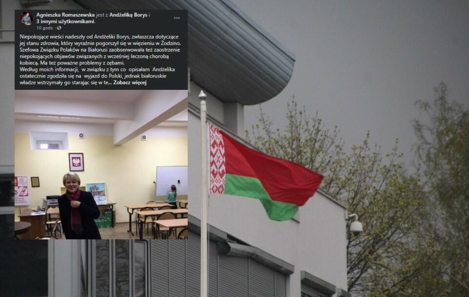 Flaga Białorusi/Wpis Agnieszki Romaszewskiej / autor: Fratria; Facebook/Agnieszka Romaszewska/screenshot