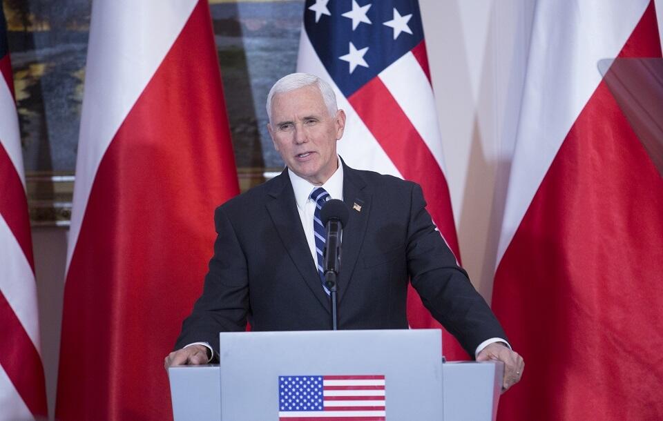 Wiceprezydent USA Mike Pence podczas wizyty w Polsce  w 2019 roku / autor: Fratria