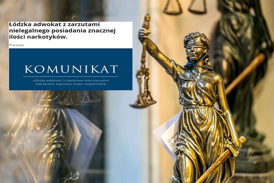 Figurka Temidy oraz komunikat Prokuratury Regionalnej w Krakowie / autor: Fratria/gov.pl