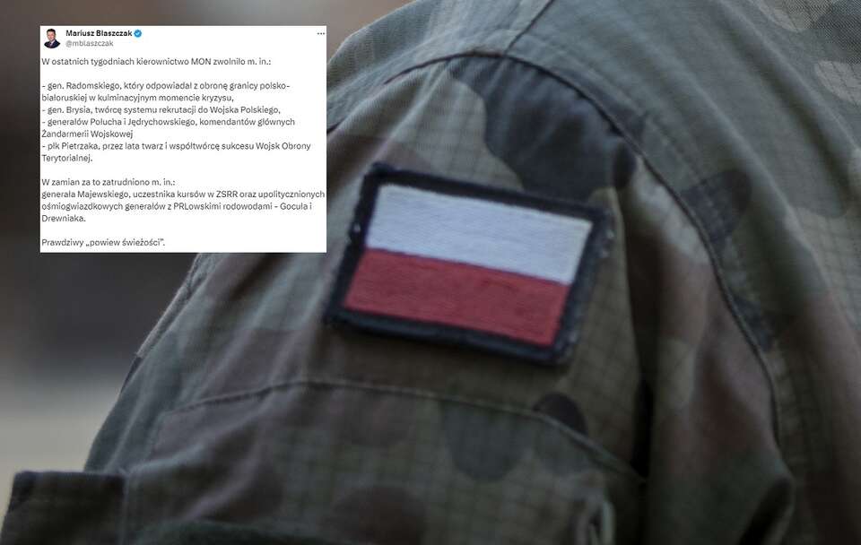 Mariusz Błaszczak punktuje politykę kadrową MON / autor: Fratria/X (screenshot)