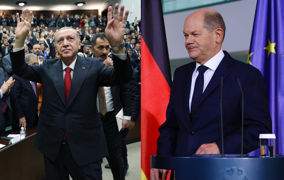 Recep Tayyip Erdogan, Olaf Scholz / autor: PAP/EPA/TURKISH PRESIDENT OFFICE HANDOUT/HANNIBAL HANSCHKE