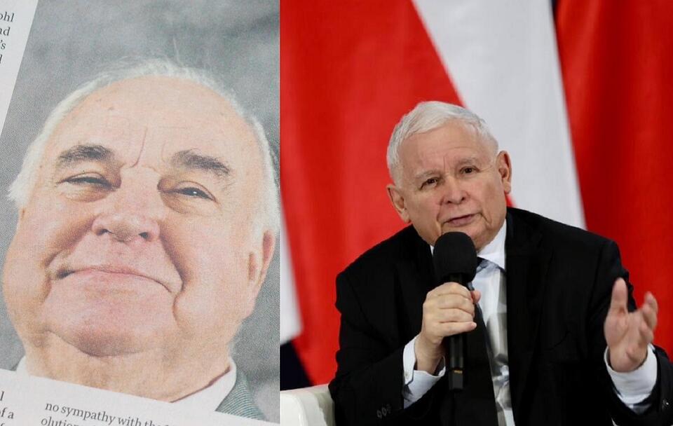 Na zdjęciu b.kanclerz Niemiec Helmut Kohl; po prawej Jarosław Kaczyński na spotkaniu z mieszkańcami Nowego Targu / autor: Fratria; Twitter/Prawo i Sprawiedliwość